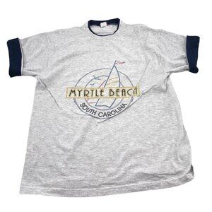 LA Flame Myrtle Beach South Carolina T Shirt‎ Vintage Roll Sleeve size M L Gray